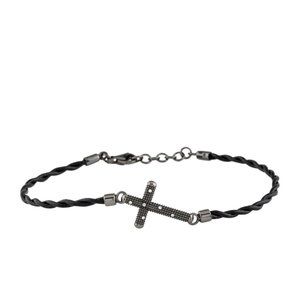 DAMIANI 18K WHITE GOLD BLACK RHODIUM PLATED DIAMOND CORD BRACELET